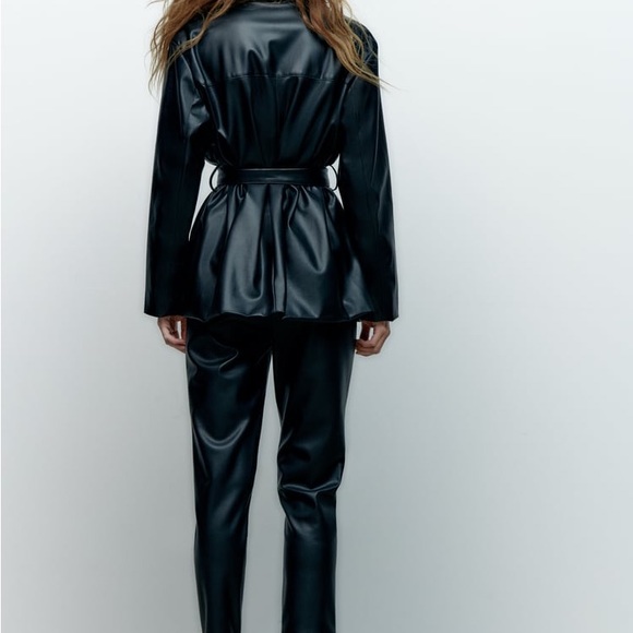 ZARA FAUX LEATHER BELTED OVERSHIRT XS - Picture 7 of 9
